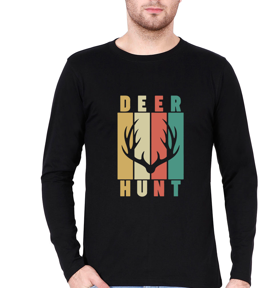 Deer Full Sleeves T-Shirt for Men-BLACK-Ektarfa.online