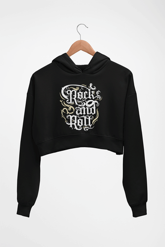 Rock and Roll Crop HOODIE FOR WOMEN-Black-Ektarfa.online