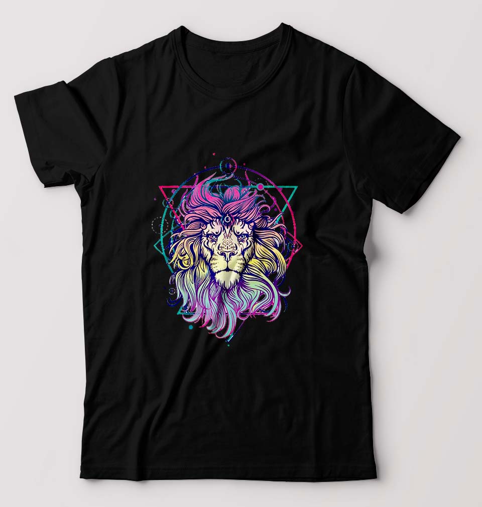Psychedelic Lion T-Shirt for Men-Black-Ektarfa.online