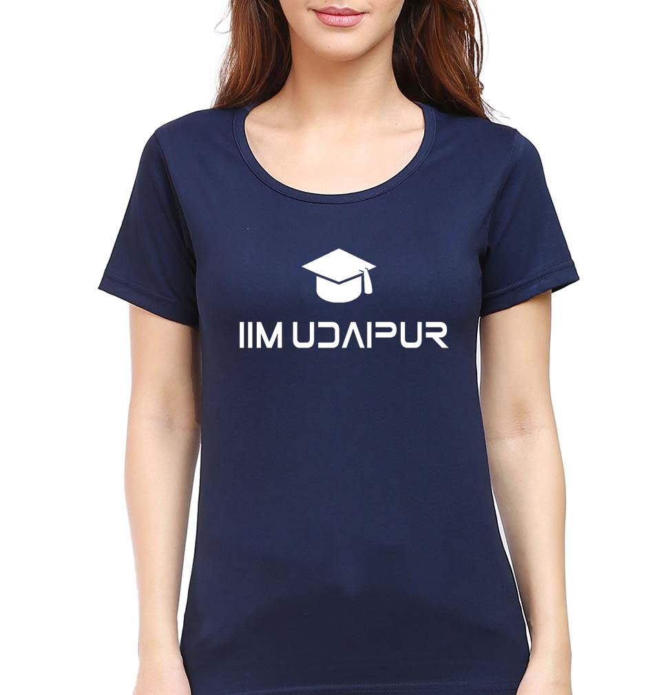 IIM Udaipur T-Shirt for Women-XS(32 Inches)-Navy Blue-Ektarfa.online