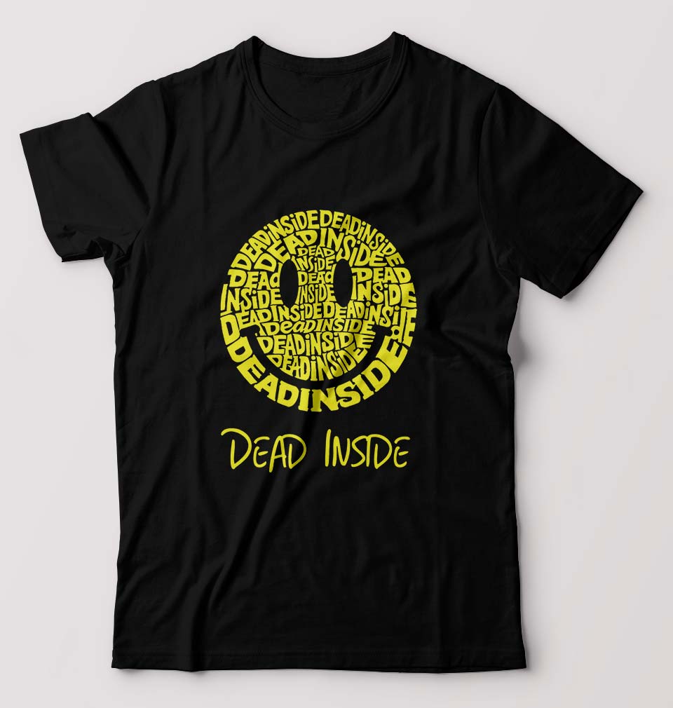 Dead Inside Emoji T-Shirt for Men-S(38 Inches)-Black-Ektarfa.online