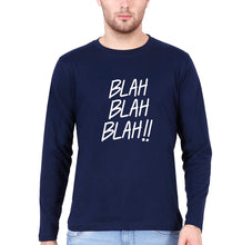 Load image into Gallery viewer, Blah Blah Full Sleeves T-Shirt for Men-S(38 Inches)-Navy Blue-Ektarfa.online
