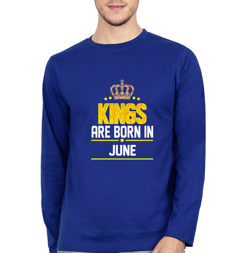 Kings Are Born In June Full Sleeves T-Shirt for Men-Royal Blue-Ektarfa.online