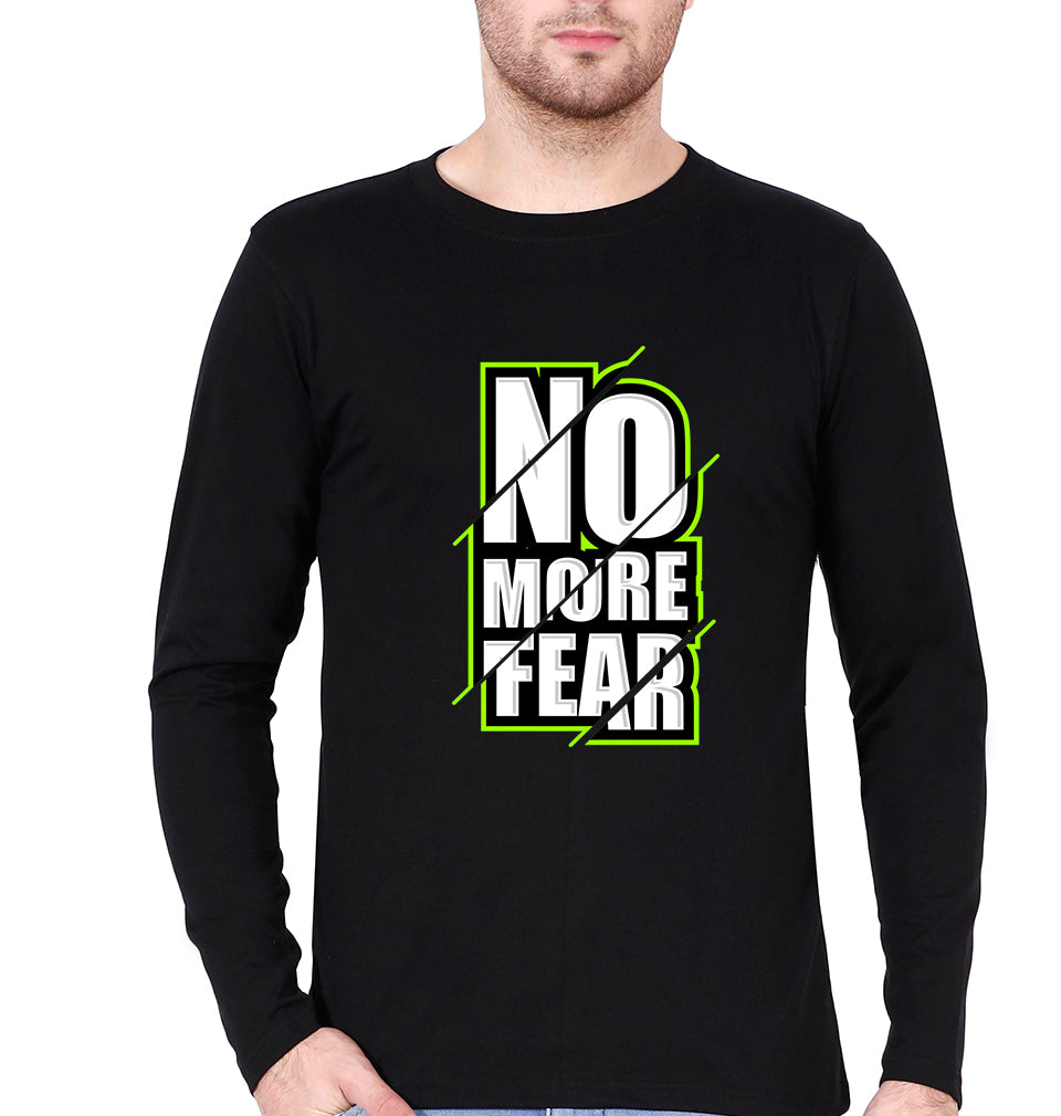 Fear Full Sleeves T-Shirt for Men-S(38 Inches)-Black-Ektarfa.online