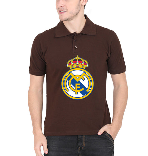 Real Madrid Polo T-Shirt for Men-S(38 Inches)-Coffee Brown-Ektarfa.co.in