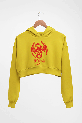 House of the Dragon (GOT) Crop HOODIE FOR WOMEN-Mustard Yellow-Ektarfa.online