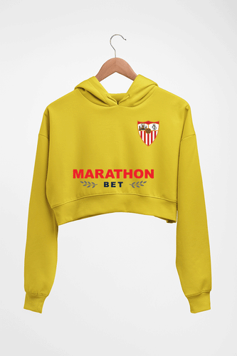 Sevilla FC 2021-22 Crop HOODIE FOR WOMEN-Mustard Yellow-Ektarfa.online