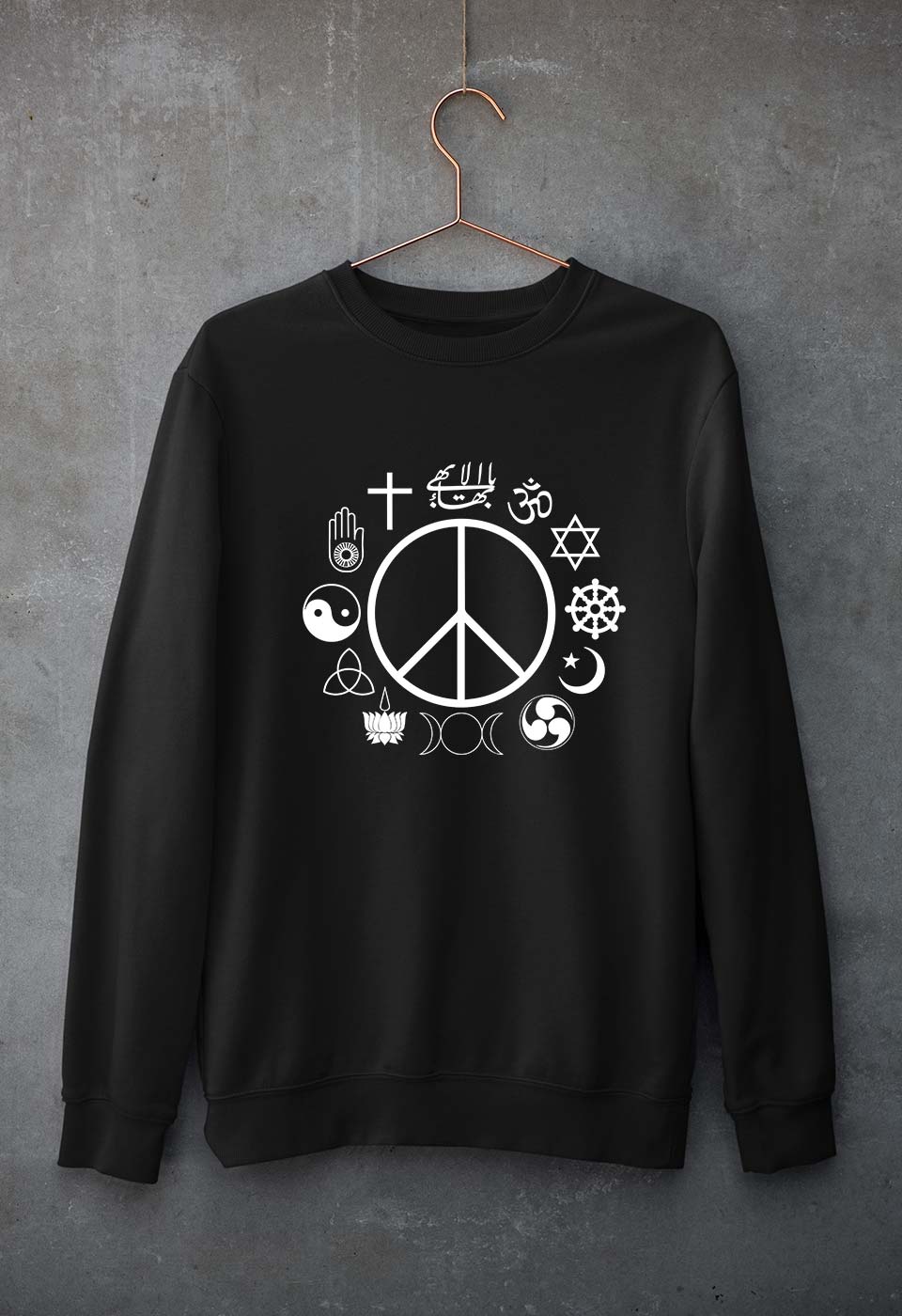 Peace Religious Symbols Unisex Sweatshirt for Men/Women-Black-Ektarfa.online