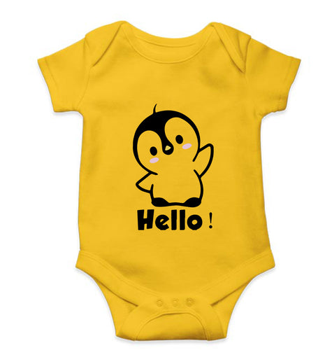 Penguin Hello Kids Romper For Baby Boy/Girl-0-5 Months(18 Inches)-Yellow-Ektarfa.online