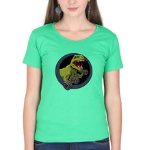 Load image into Gallery viewer, Angry T-Rex Gym T-Shirt for Women-XS(32 Inches)-Flag Green-Ektarfa.online
