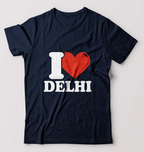 Load image into Gallery viewer, I Love Delhi T-Shirt for Men-S(38 Inches)-Navy Blue-Ektarfa.online
