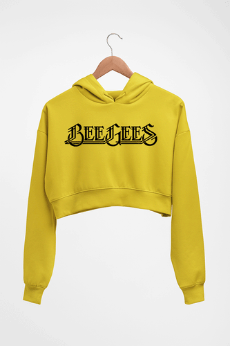 Bee Gees Crop HOODIE FOR WOMEN-Mustard Yellow-Ektarfa.online