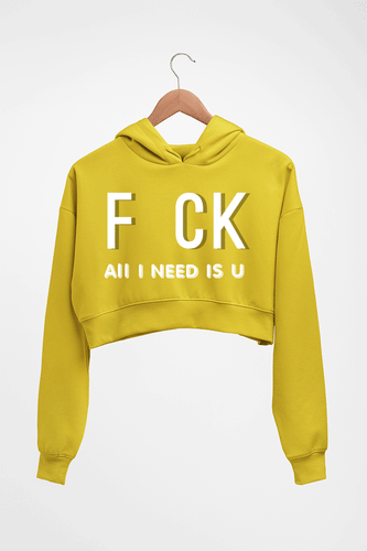 Naughty Offensive Crop HOODIE FOR WOMEN-Mustard Yellow-Ektarfa.online