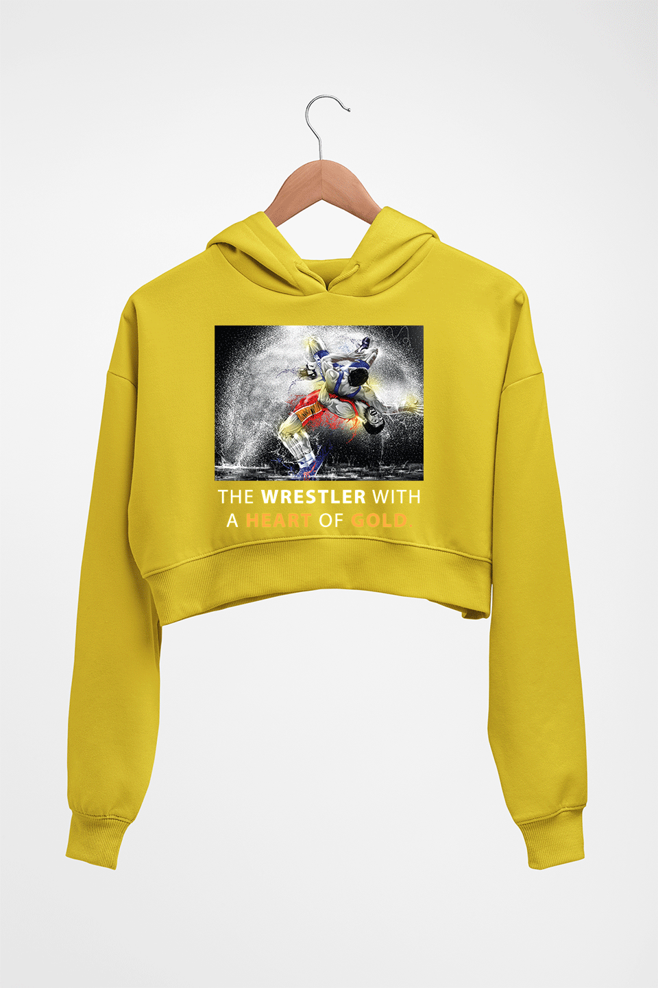 Yogeshwar Dutt Crop HOODIE FOR WOMEN-Mustard Yellow-Ektarfa.online