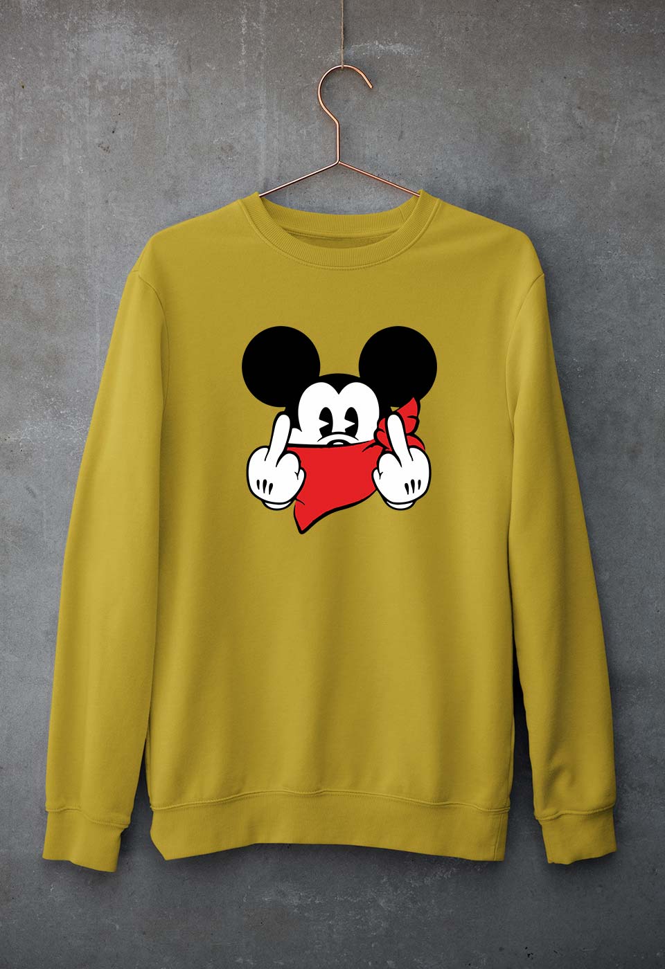 Mickey Mouse Fuck Unisex Sweatshirt for Men/Women-Mustard Yellow-Ektarfa.online