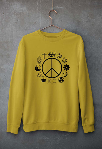 Peace Religious Symbols Unisex Sweatshirt for Men/Women-Mustard Yellow-Ektarfa.online
