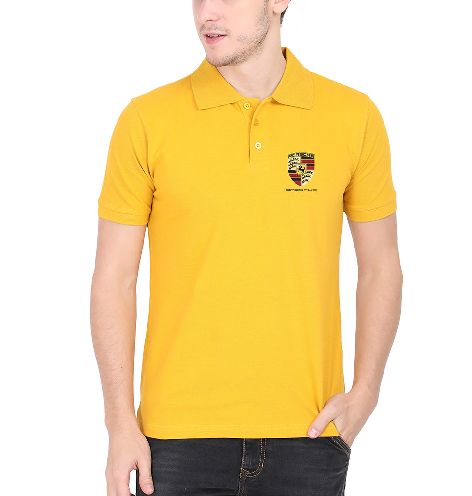 Porsche Pocket Logo Polo T-Shirt for Men-S(38 Inches)-Yellow-Ektarfa.co.in