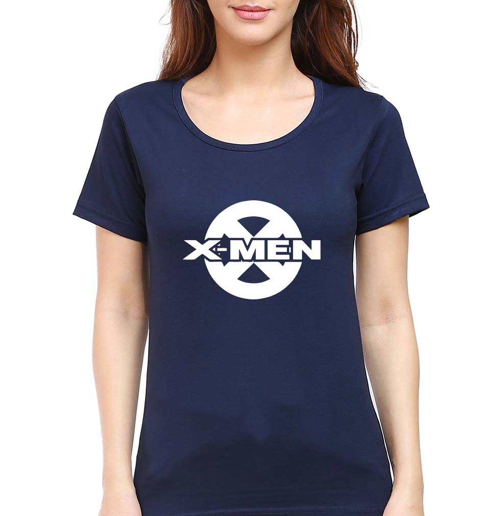 X-Men T-Shirt for Women-XS(32 Inches)-Navy Blue-Ektarfa.online