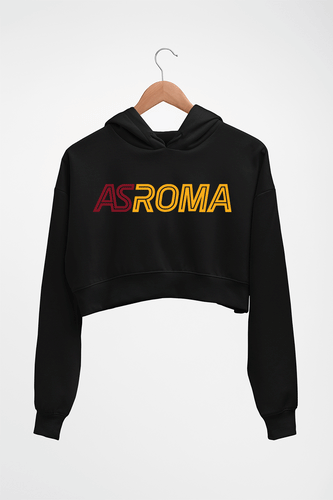 A.S. Roma Crop HOODIE FOR WOMEN-Black-Ektarfa.online