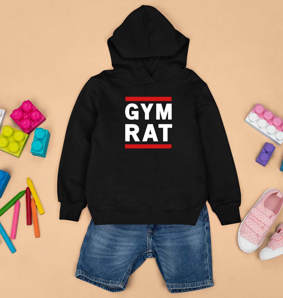 Gym Rat Kids Hoodie for Boy/Girl-0-1 Year(22 Inches)-Black-Ektarfa.online