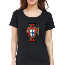 Load image into Gallery viewer, Portugal Football T-Shirt for Women-XS(32 Inches)-Black-Ektarfa.online
