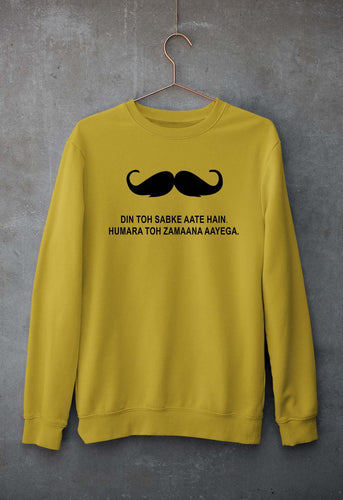 Mustache Unisex Sweatshirt for Men/Women-Mustard Yellow-Ektarfa.online