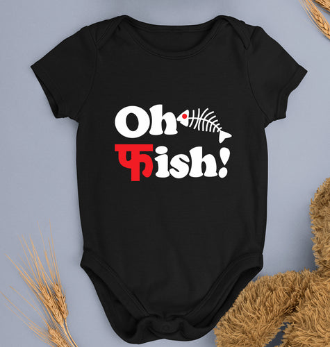 Fish Funny Kids Romper For Baby Boy/Girl-Black-Ektarfa.online