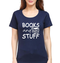 Load image into Gallery viewer, Books T-Shirt for Women-Navy Blue-Ektarfa.online
