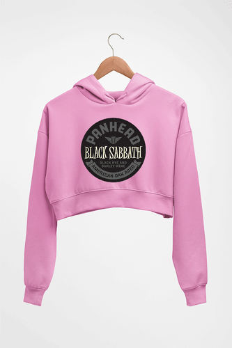 Black Sabbath Crop HOODIE FOR WOMEN-Light Baby Pink-Ektarfa.online