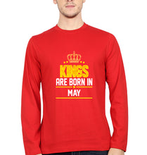 Load image into Gallery viewer, Kings Are Born In May Full Sleeves T-Shirt for Men-Red-Ektarfa.online
