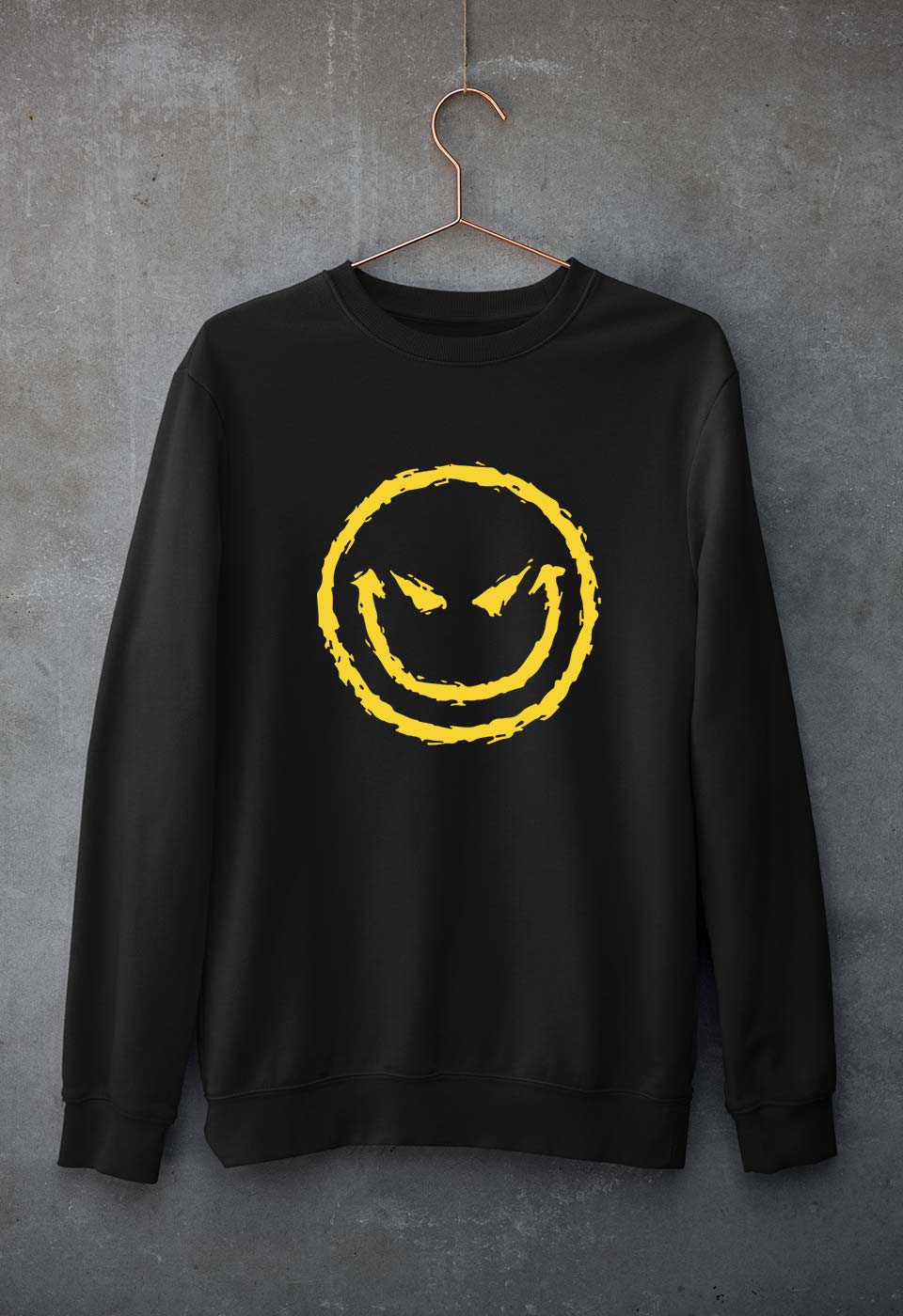 Evil Smile Emoji Unisex Sweatshirt for Men/Women-S(40 Inches)-Black-Ektarfa.online