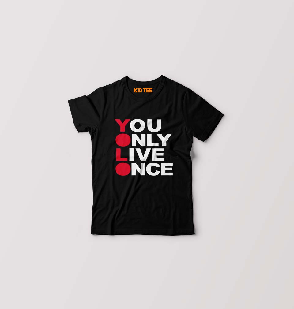 You Live Only Once(YOLO) Kids T-Shirt for Boy/Girl-Black-Ektarfa.online