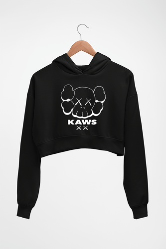 Kaws Crop HOODIE FOR WOMEN-Black-Ektarfa.online