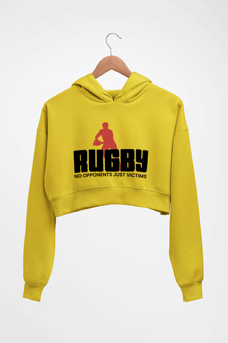 Rugby Crop HOODIE FOR WOMEN-Mustard Yellow-Ektarfa.online
