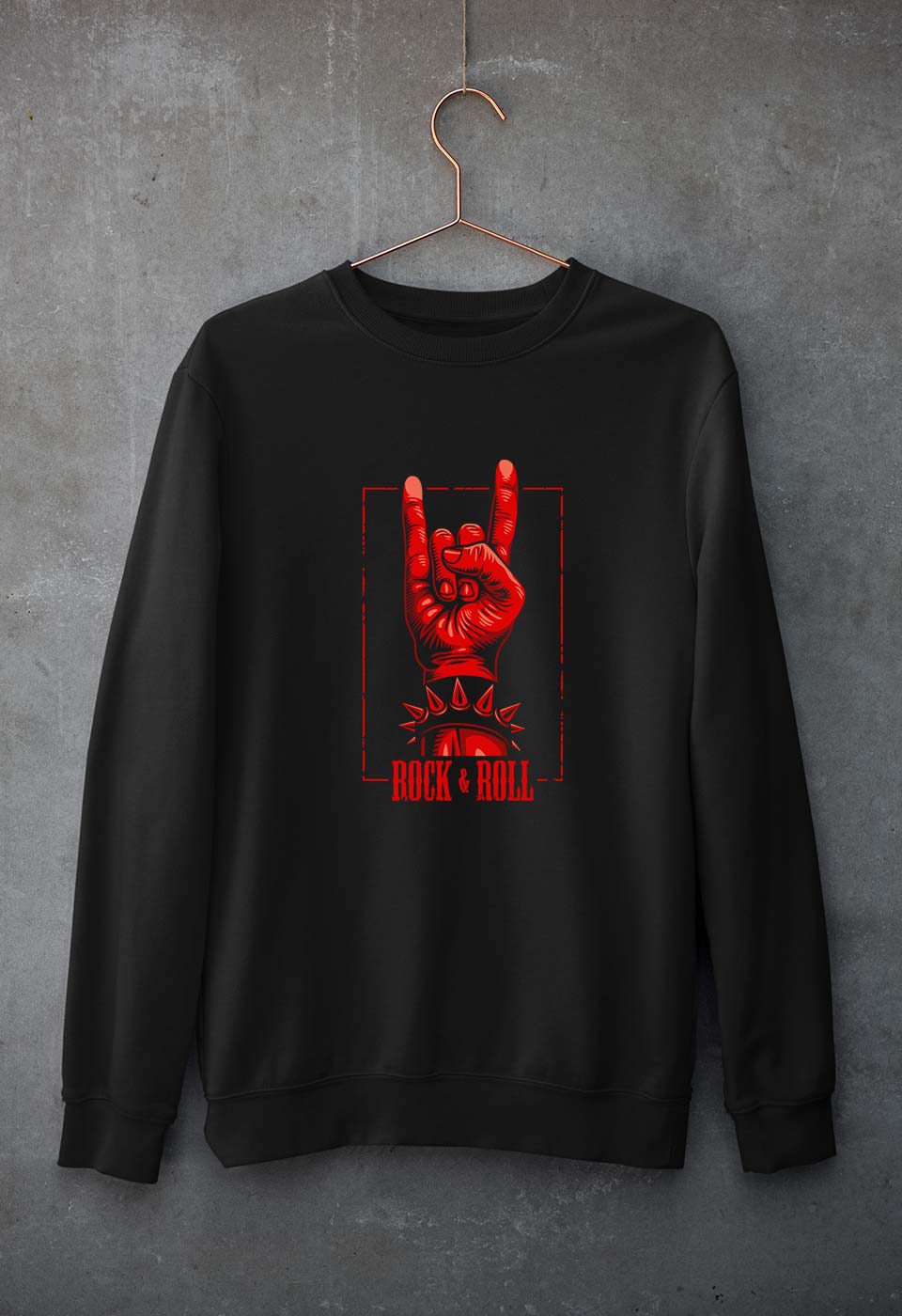 Rock & Roll Unisex Sweatshirt for Men/Women-S(40 Inches)-Black-Ektarfa.online