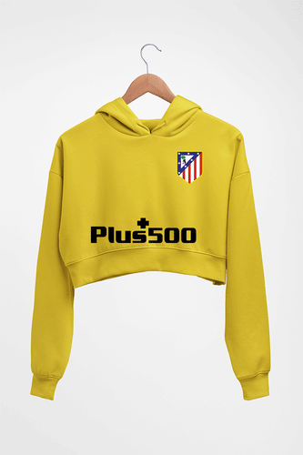 Atletico Madrid 2021-22 Crop HOODIE FOR WOMEN-Mustard Yellow-Ektarfa.online