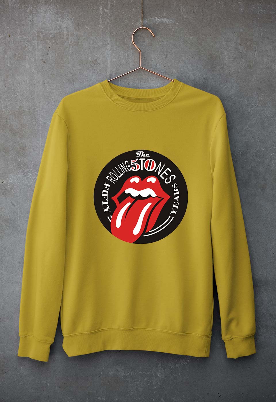 Rolling Stones Unisex Sweatshirt for Men/Women-S(40 Inches)-Mustard Yellow-Ektarfa.online