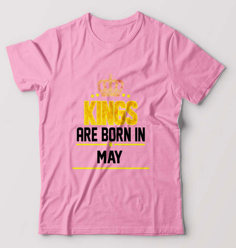 Kings Are Born In May T-Shirt for Men-Light Baby Pink-Ektarfa.online