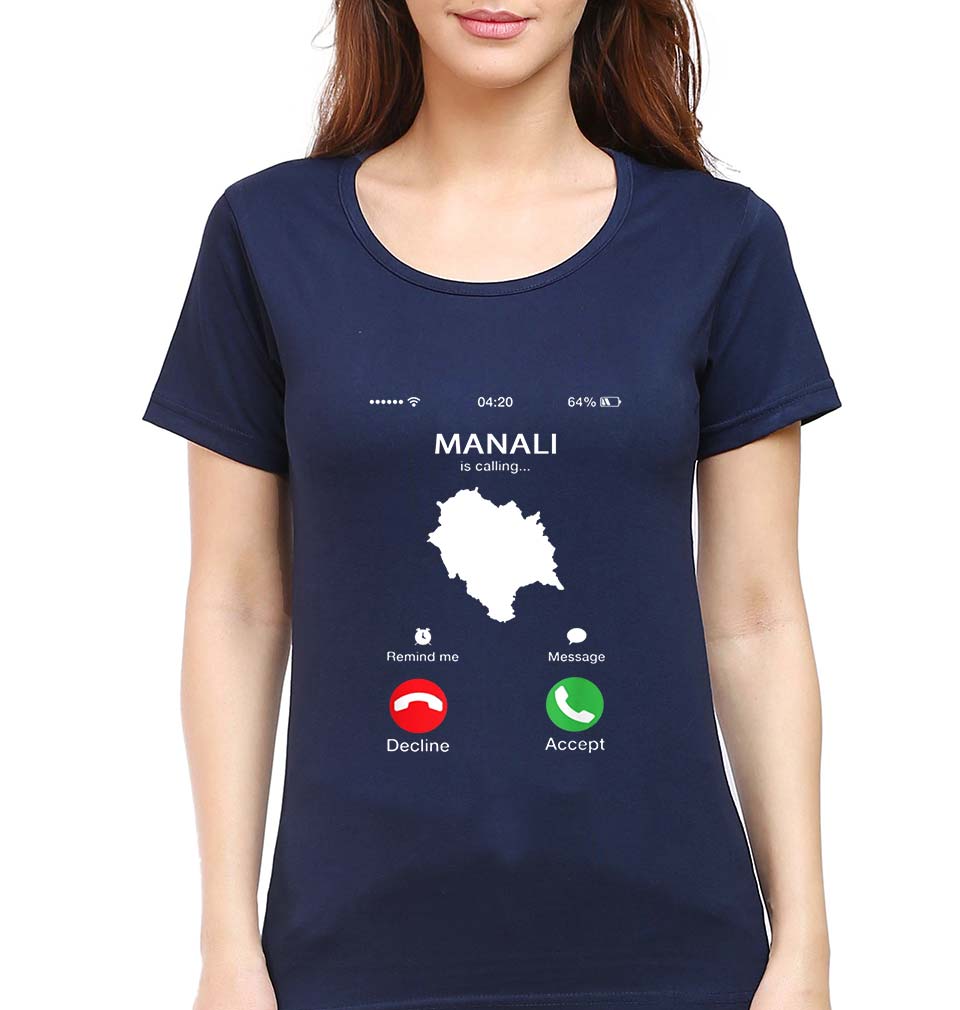Manali Calling T-Shirt for Women-Navy Blue-Ektarfa.online