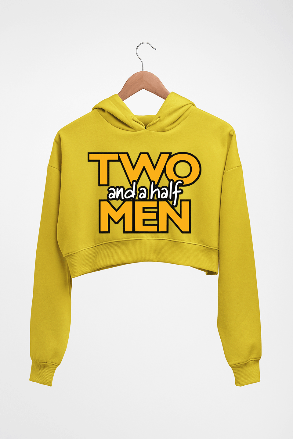 Two and a Half Men Crop HOODIE FOR WOMEN-Mustard Yellow-Ektarfa.online