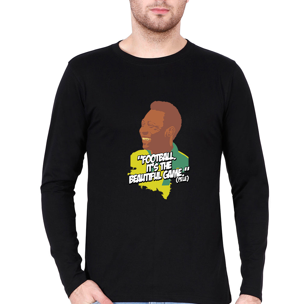 Pele Full Sleeves T-Shirt for Men-S(38 Inches)-Black-Ektarfa.online