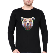 Load image into Gallery viewer, Bear Full Sleeves T-Shirt for Men-S(38 Inches)-Black-Ektarfa.online
