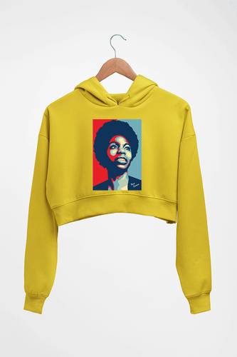 Nina Simone Crop HOODIE FOR WOMEN-Mustard Yellow-Ektarfa.online