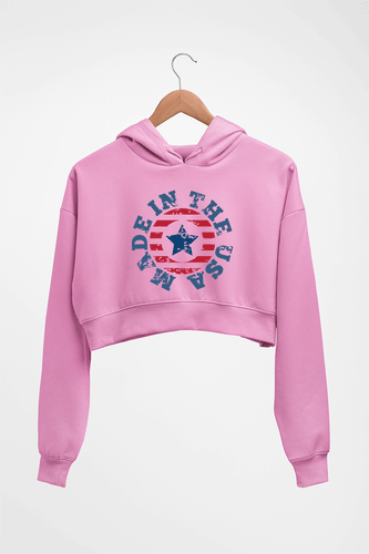 America Crop HOODIE FOR WOMEN-Light Baby Pink-Ektarfa.online