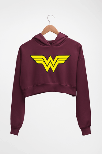 Wonder Woman Superhero Crop HOODIE FOR WOMEN-Maroon-Ektarfa.online