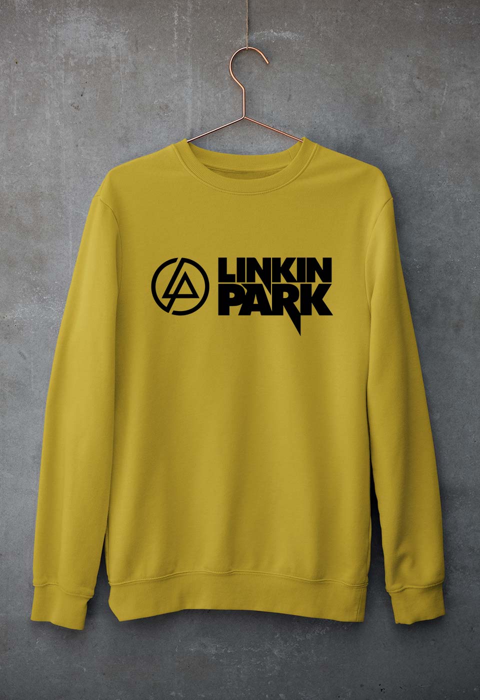 Linkin Park Unisex Sweatshirt for Men/Women-S(40 Inches)-Mustard Yellow-Ektarfa.online