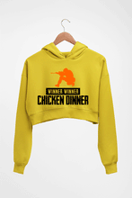 Load image into Gallery viewer, PUBG Winner Winner Chicken Dinner Crop HOODIE FOR WOMEN-Mustard Yellow-Ektarfa.online
