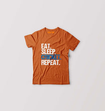 Load image into Gallery viewer, CRICKET Eat Sleep Cricket Repeat Kids T-Shirt for Boy/Girl-Orange-Ektarfa.online
