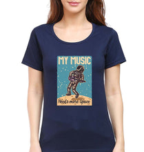 Load image into Gallery viewer, Music T-Shirt for Women-XS(32 Inches)-Navy Blue-Ektarfa.online
