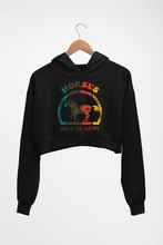 Load image into Gallery viewer, Horses Crop HOODIE FOR WOMEN-Black-Ektarfa.online
